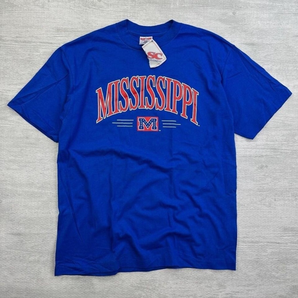 NWT Vintage University of Mississippi Shirt Mens XL Blue‎ Ole Miss Rebels NCAA